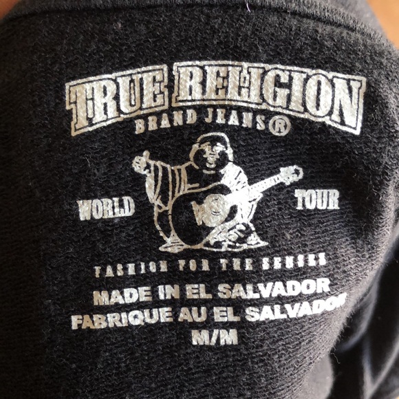 True Religion 🎉HOST PICK 🎉 Black Pullover Drawstring Cotton Hoodie Medium - Picture 4 of 8